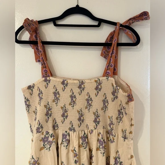 Aqua Floral Midi Swing Dress 100% Cotton - Picture 4 of 7